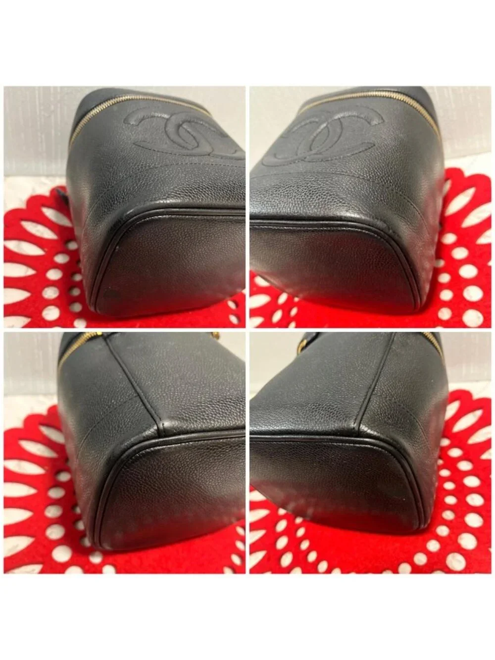 Chanel Vanity Caviar Leather Black Gold